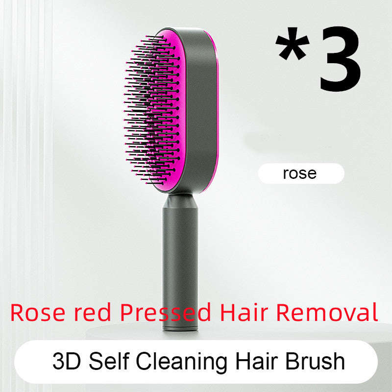 One-Click Self-Cleaning Hair Brush for Women – Anti-Static Scalp Massager