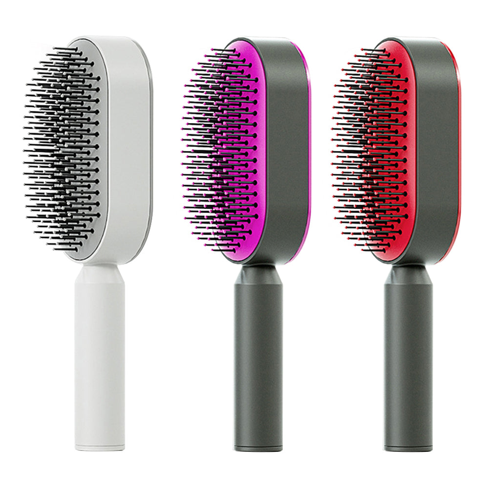 One-Click Self-Cleaning Hair Brush for Women – Anti-Static Scalp Massager