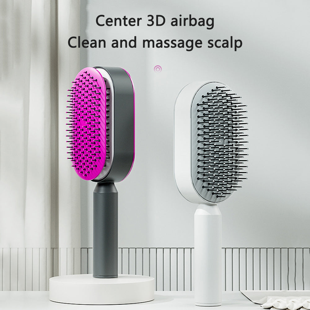 One-Click Self-Cleaning Hair Brush for Women – Anti-Static Scalp Massager