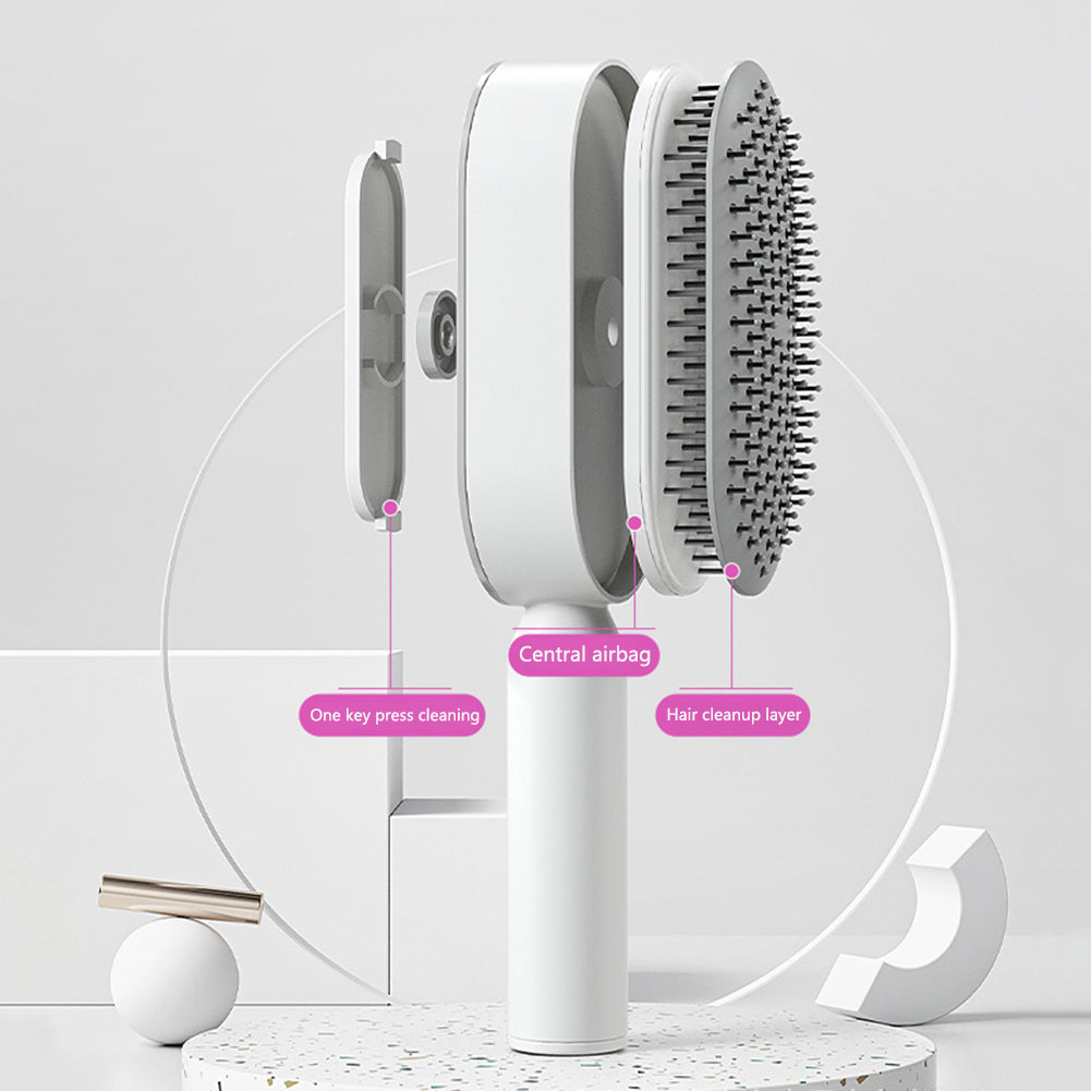 One-Click Self-Cleaning Hair Brush for Women – Anti-Static Scalp Massager